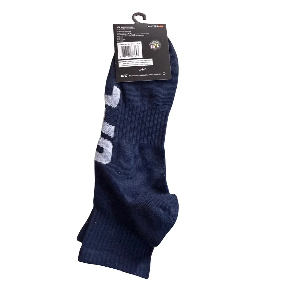 UFC Mens Quarter Socks Navy Blue Single Pair Athletic Logo  Sz 10-13